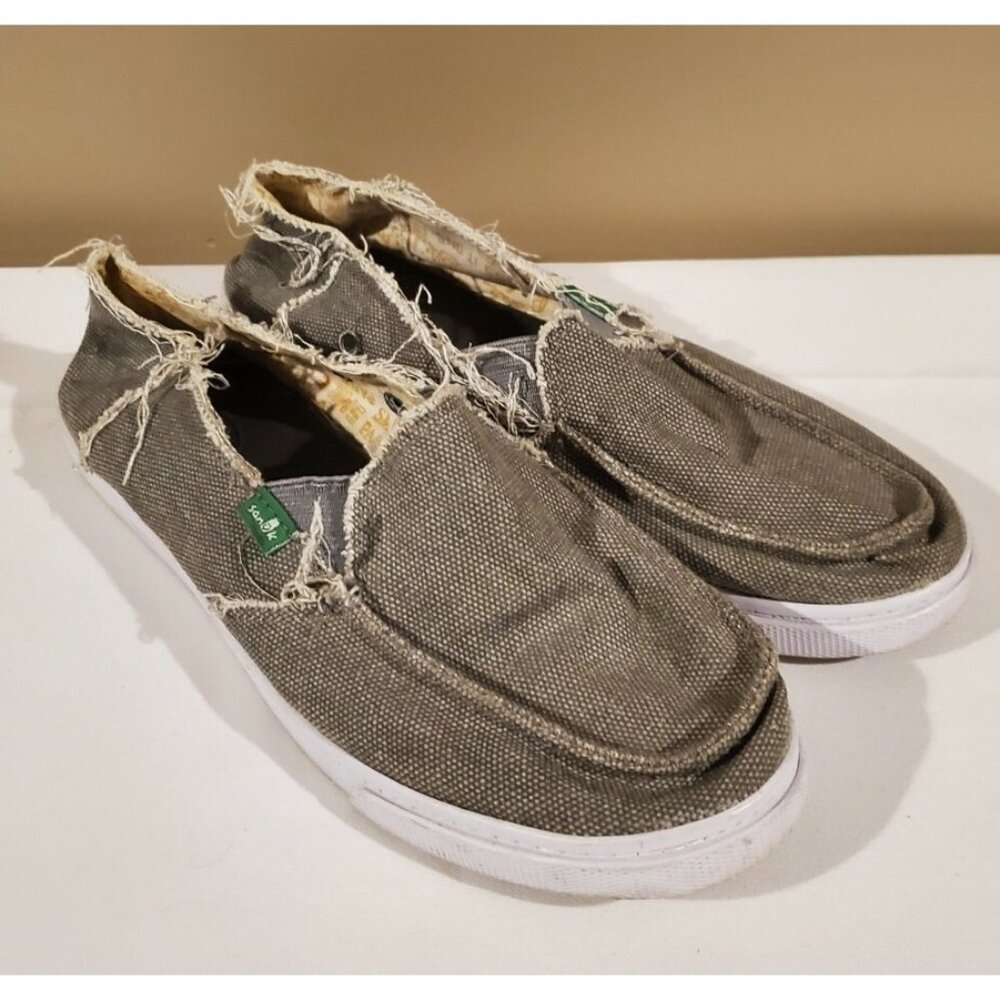 Women's Textile Upper Gray Sanuk Slip On Loafers, Size 9